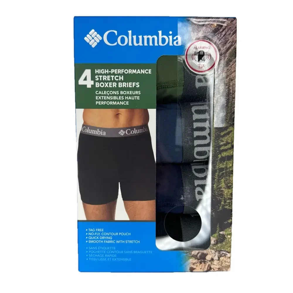 Columbia Men's Boxer Briefs Underwear High-Performance Stretch 4 four pk small